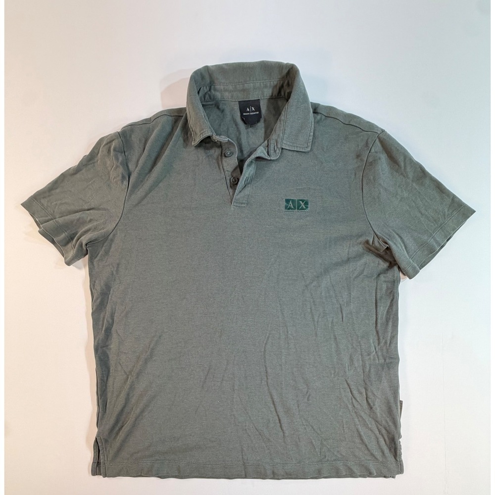 Armani Exchange Mens Polo Shirt Sage Green Short Sleeve Logo Classic Fit XL